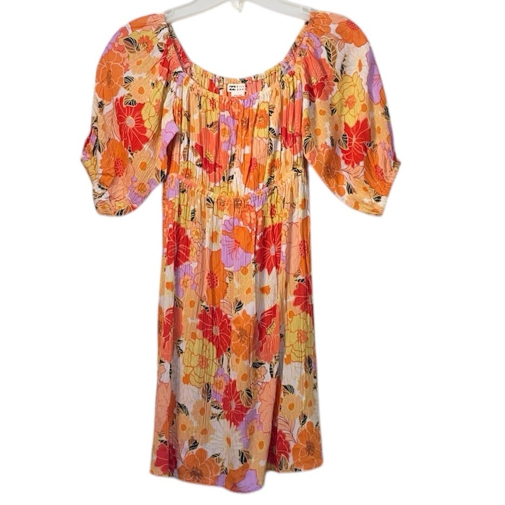 Billabong Girls' Bright Floral Love Sugar Coral Mini Boho Dress Size Medium NWT - Picture 4 of 13